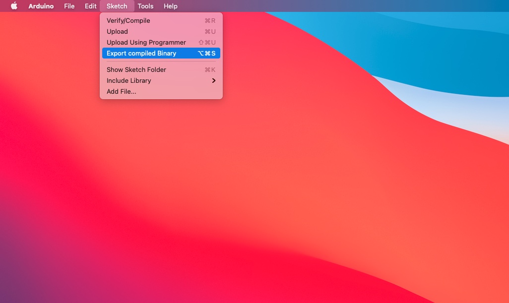 Arduino IDE Export Compiled Binary