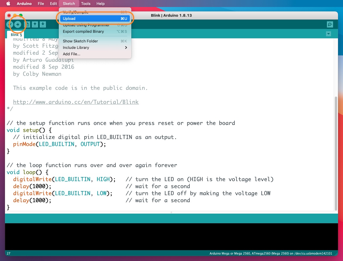 Arduino IDE Upload Sketch