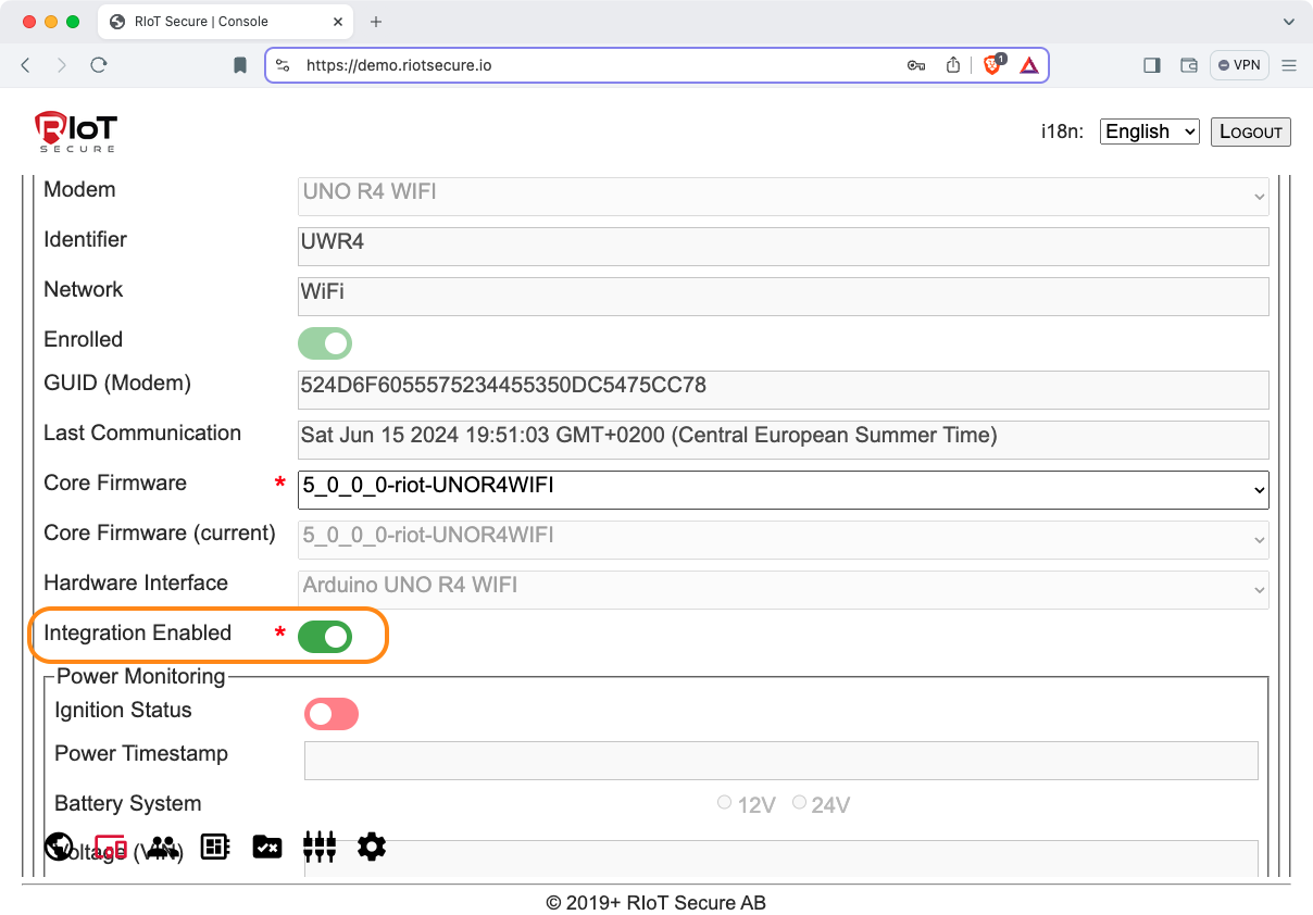 Integration Enabled Setting