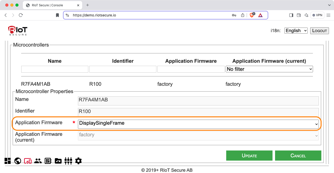 Select Application Firmware