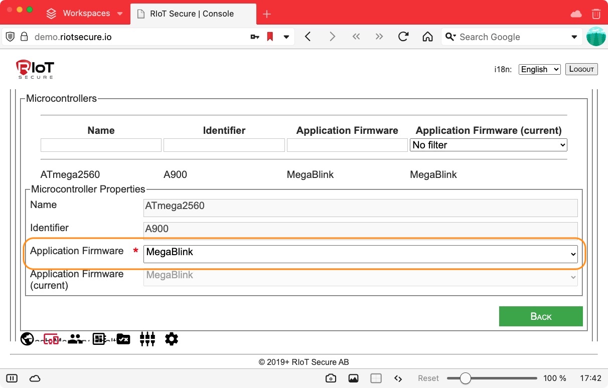 Select Application Firmware