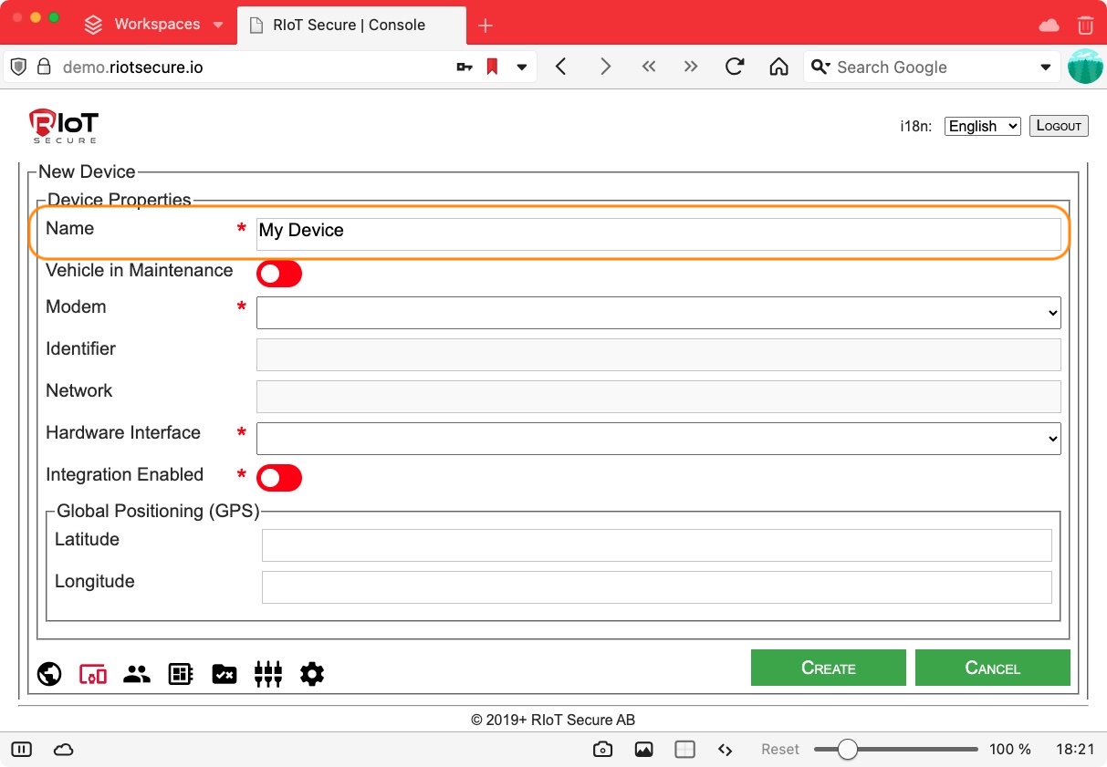 Fill in Device Name