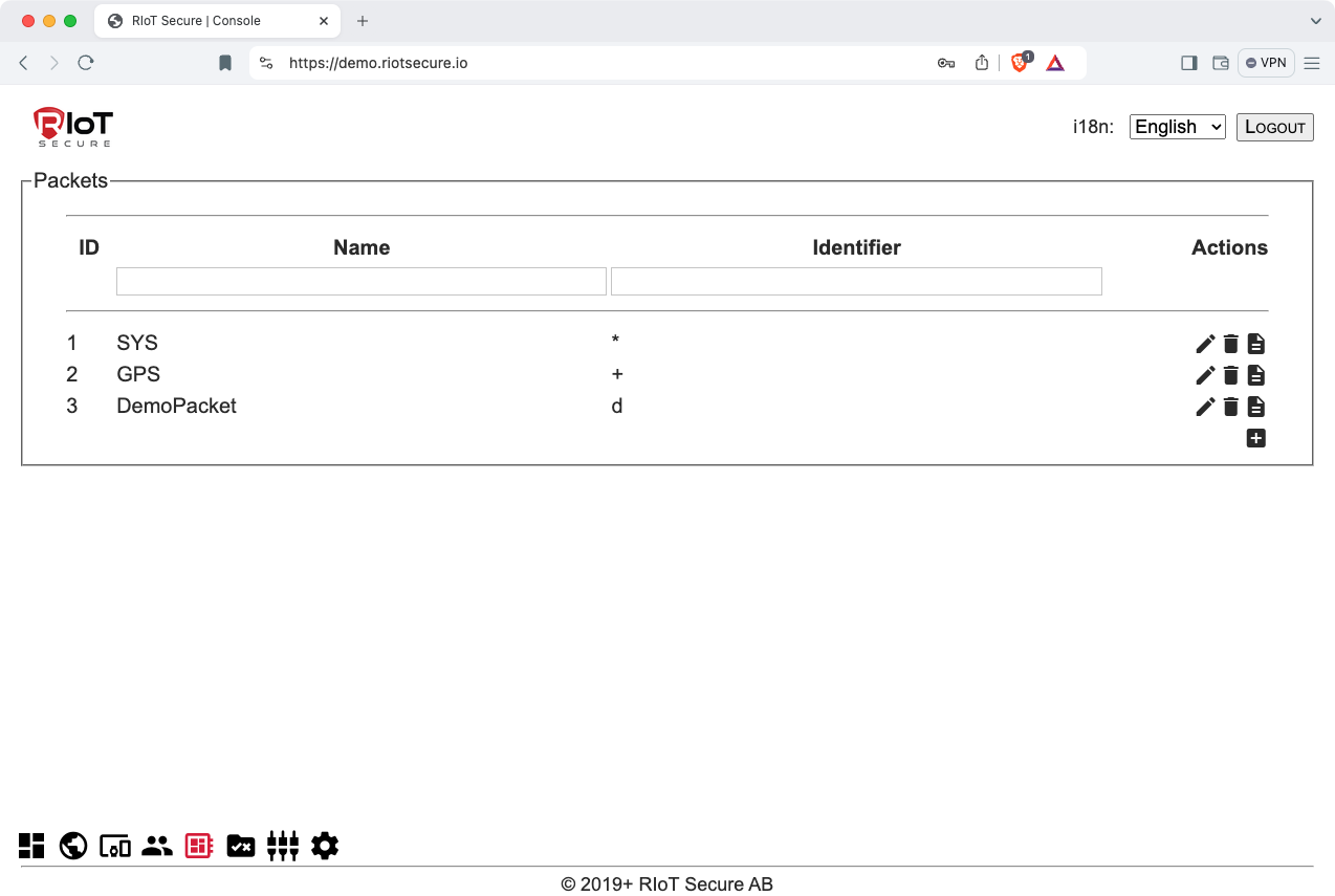 Packets Screen