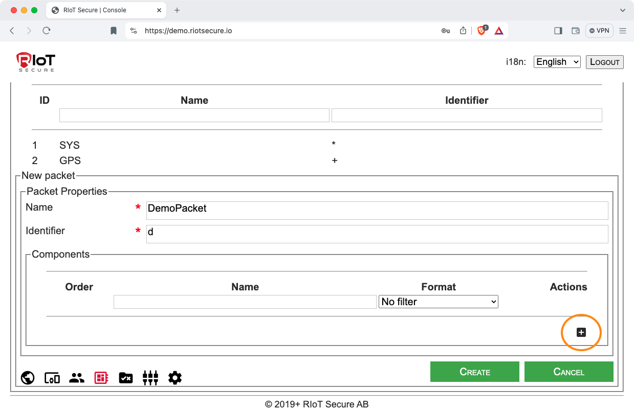 Packet Component Add