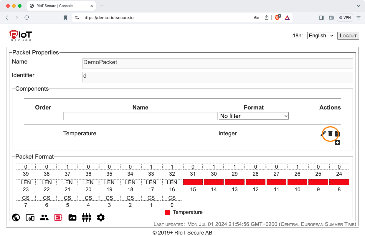 Packet Component Delete