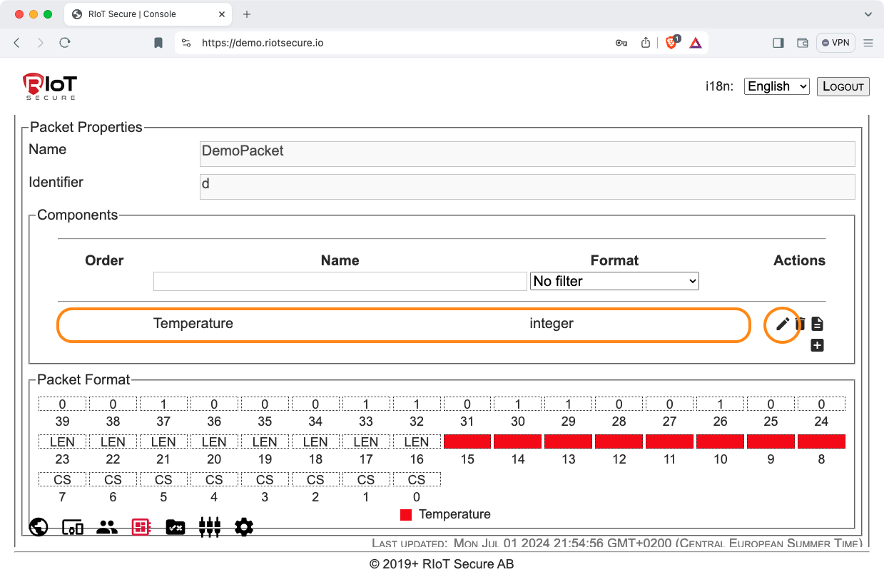 Packet Component Edit
