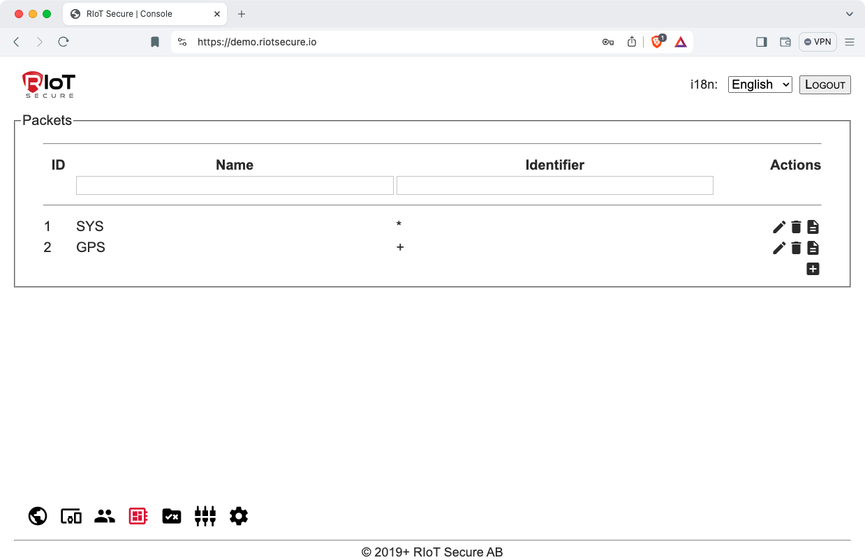 Packets Screen