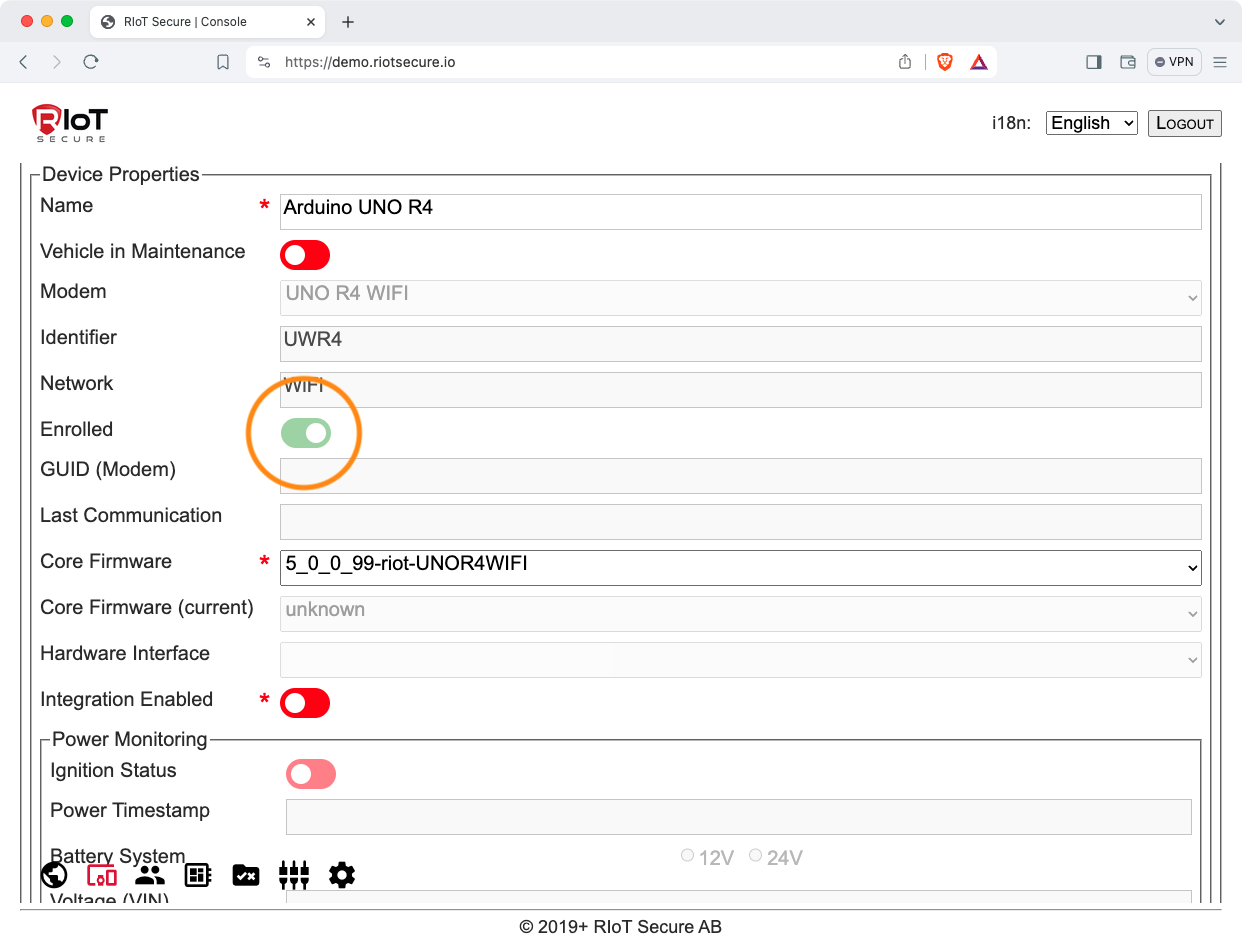 Example of Enrolled Device