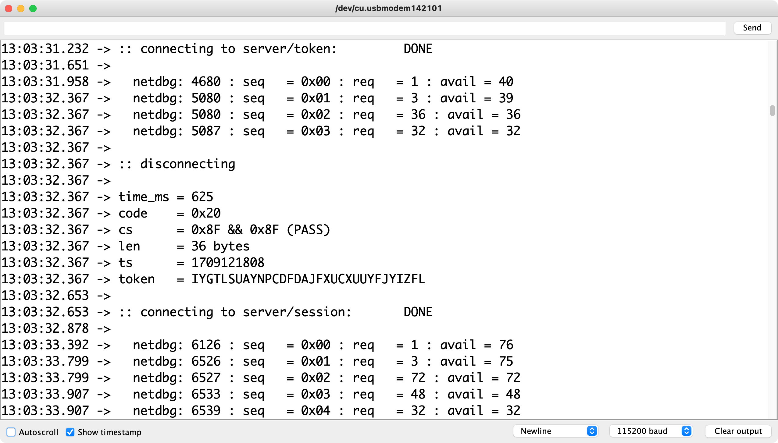 Example of Serial Monitor Output