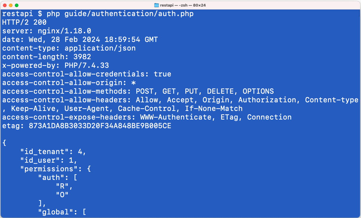Terminal Window: auth.php