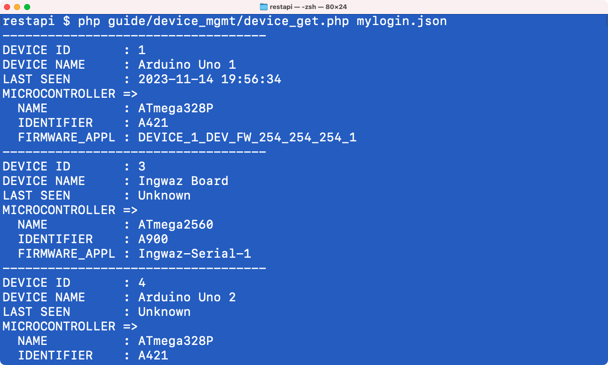 Terminal Window: Devices