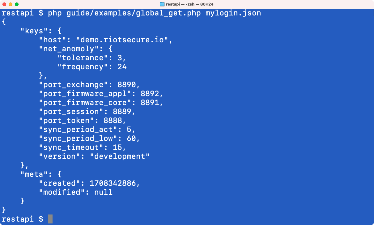 Terminal Window: Global Settings