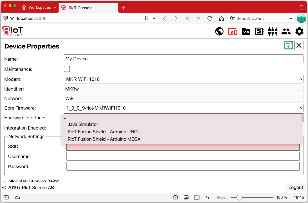 React Console Interface Select