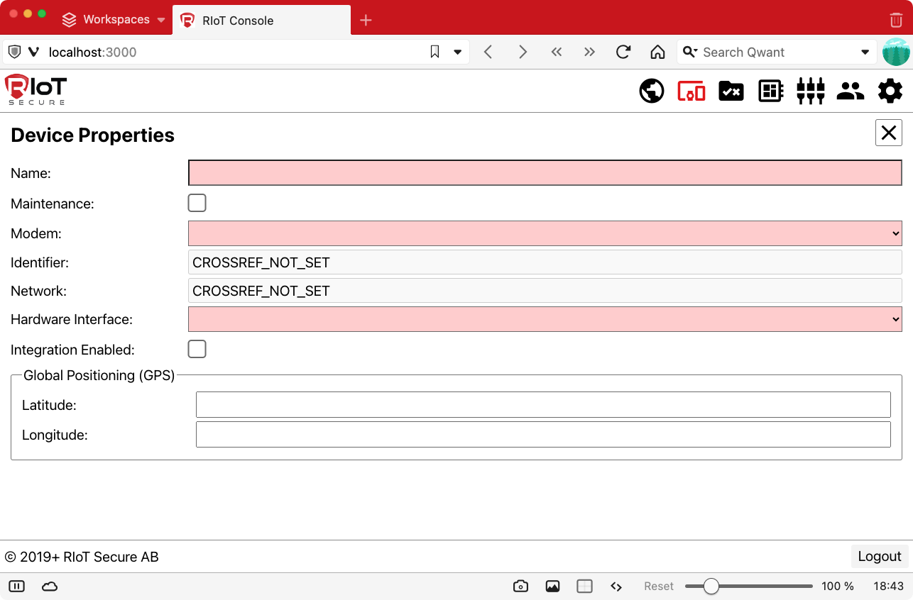 React Console New Device